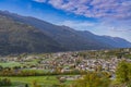 Aerial view of the valley from Chiuro, Valtellina Italy Royalty Free Stock Photo