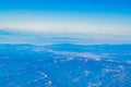 Aerial scenic view of Rodopi Mountain Range Greece seen from flying plane
