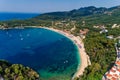 Aerial view of valtos beach in Parga Epirus, Greece, Europe