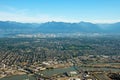 Aerial view of Vancouver downtown city in British Columbia with Royalty Free Stock Photo