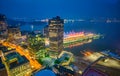 Aerial view of Vancouver Harbour at night from city tower Royalty Free Stock Photo