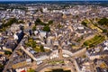 Aerial view of Vannes overlooking ramparts gardens in summer, France