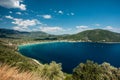 Aerial view of Vasiliki beach Lefkada island Greece Royalty Free Stock Photo