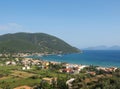 Aerial view of Vasiliki city and beach in Lefkada, Greece. Royalty Free Stock Photo