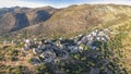 Aerial view of Vathia village at sunset. Vathia, Mani, Laconia, Peloponnese, Greece