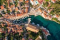 Aerial view of Veli Losinj town in the Adriatic Sea in Croatia Royalty Free Stock Photo