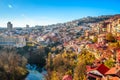 Aerial view of Veliko Tarnovo in a beautiful autumn day, Bulgaria