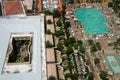 Aerial view on Venetian hotel roof placed swimming pool