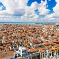 Aerial view of Venice. Houses, sea and palases Royalty Free Stock Photo