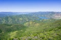 Aerial view of the verdant hills in the south of Berryessa lake, Stebbins Cold Canyon, Napa Valley, California Royalty Free Stock Photo