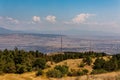 Aerial view of Vere in the Old Tbilisi District, with a cityscape and a vast field in the foreground Royalty Free Stock Photo