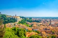 Aerial view of Verona historical city centre Veronetta, medieval buildings with red tiled roofs Royalty Free Stock Photo