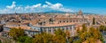 Aerial view on via Etnea in Catania. Dome of Catania and the main street with the background Royalty Free Stock Photo