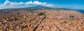 Aerial view on via Etnea in Catania. Dome of Catania and the main street with the background Royalty Free Stock Photo