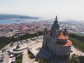 Aerial view of Viana do Castelo, Norte Region, Portugal, with Basilica Santa Luzia Church, shot from drone Royalty Free Stock Photo