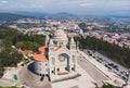 Aerial view of Viana do Castelo, Norte Region, Portugal, with Basilica Santa Luzia Church, shot from drone Royalty Free Stock Photo