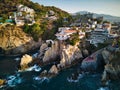 Aerial view of a vibrant cityscape perched atop La Quebrada cliffs, Acapulco, Mexico Royalty Free Stock Photo