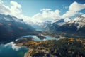 Aerial view of the vibrant landscapes of Banff