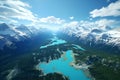 Aerial view of the vibrant landscapes of Banff