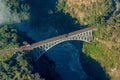 Aerial view of Victoria Falls suspension bridge Royalty Free Stock Photo