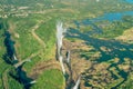 Aerial view of Victoria Falls in Zambezi River, Zimbabwe Royalty Free Stock Photo