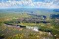 Aerial view of Victoria falls, Zambia, Zimbabwe, Africa Royalty Free Stock Photo