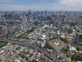 Aerial view of victory momument circus Bangkok