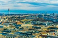 Aerial view of Vienna with belvedere palace and the arsenal tower from the stephansdom cathedral....IMAGE Royalty Free Stock Photo