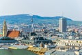 Aerial view of vienna including Spittelau district heating plant and the Kahlenberg hill....IMAGE Royalty Free Stock Photo