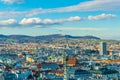 Aerial view of vienna including Spittelau district heating plant and the Kahlenberg hill....IMAGE Royalty Free Stock Photo