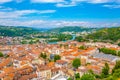 Aerial view of Vienne including Gallo-Roman museum and ruin of a medieval castle, France Royalty Free Stock Photo