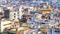 Aerial view of Vijayawada city with colorful homes, at Vijayawada, India