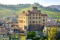 Barolo village Langhe Piedmont, Northern Italy aerial view. Color image Royalty Free Stock Photo