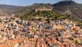 Aerial view of the village of Bosa and its Malaspina castle on the island of Sardinia in Italy Royalty Free Stock Photo