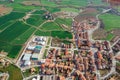 Aerial view of the village Calldetenes - suburb of town of Vic. Catalonia, Spain