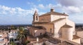 Aerial view of the village church S`Alqueria Blanca Royalty Free Stock Photo