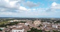 Aerial view of the village church S`Alqueria Blanca Royalty Free Stock Photo