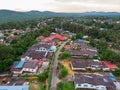 Aerial view of village houses in Felda Air Tawar 4, Kota Tinggi, Johor, Malaysia. Royalty Free Stock Photo