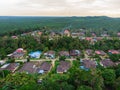 Aerial view of village houses in Felda Air Tawar 4, Kota Tinggi, Johor, Malaysia. Royalty Free Stock Photo