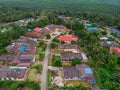 Aerial view of village houses in Felda Air Tawar 4, Kota Tinggi, Johor, Malaysia. Royalty Free Stock Photo
