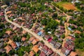 Aerial view of village of Nong Khiaw. North Laos. Southeast Asia. Photo made by drone from above. Bird eye view Royalty Free Stock Photo
