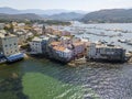 Aerial view of the village of Saint Florent, Corsica, France.