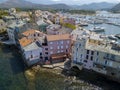 Aerial view of the village of Saint Florent, Corsica, France. Royalty Free Stock Photo