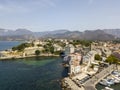 Aerial view of the village of Saint Florent, Corsica, France.