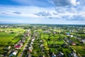 Aerial view village in summer sunny day