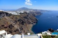 Aerial view on village of Thira town on Santorini island, Greece Royalty Free Stock Photo