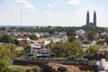 Aerial view of Villahermosa city Cathedral of the Lord of Tabasco Royalty Free Stock Photo