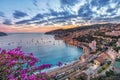 Aerial view of Villefranche-sur-Mer on sunset, France Royalty Free Stock Photo
