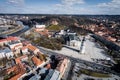 Aerial view of Vilnius old town. Main Cathedral Square and Gediminas tower. Lithuania.