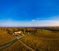 Aerial view, Vineyard Sunrise in autumn, Bordeaux Vineyard, France Royalty Free Stock Photo